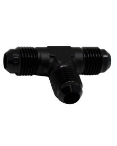 DeatschWerks 6AN Male Flare to 6AN Male Flare to 6AN Male Flare Tee Fitting - Anodized Matte Black - 6-02-0721-B