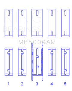 King Engine Bearings Ford Fiesta 1.25I (ZETec/Ecoboost 1.6) (Size +0.50mm) Main Bearing Set - MB5009AM0.5