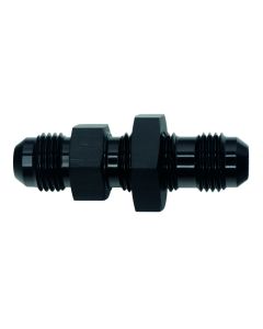 DeatschWerks 6AN Male Flare to 6AN Male Flare Bulkhead Adapter (Incl Nut) - Anodized Matte Black - 6-02-0708-B