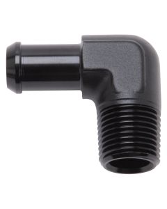 Edelbrock Hose End 90-Deg 1/2In NPT to 5/8In Barb Black Anodize - 8178