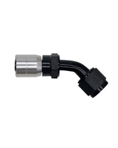 DeatschWerks 8AN Female Swivel 45-Degree Crimping Style Hose End CPE - Anodized Matte Black - 6-02-0806-C-B