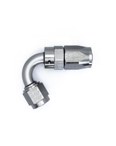 DeatschWerks 6AN Female Swivel 120-Degree Hose End CPE - Anodized DW Titanium - 6-02-0820