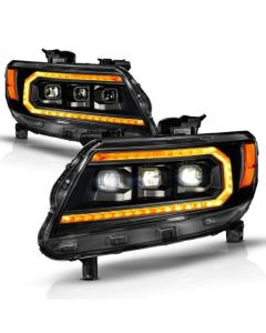 ANZO 15-22 Chevy Colorado Full LED Headlights w/ Initiation (Amber DRL) - Black - 111641