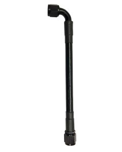 Fragola -6AN Ext Black PTFE Hose Assembly Straight x 90 Degree 20in - 6026-1-2-20BL