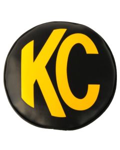 KC HiLiTES 8in. Round Soft Cover (Pair) - Black w/Yellow KC Logo - 5802