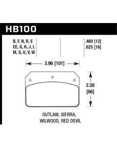 Hawk Wilwood DL Outlaw / Sierra DTC-50 Brake Pads - HB100V.480