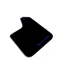 Rally Armor Universal Fit (No Hardware) Basic Black Mud Flap w/ Blue Logo - MF12-BAS-BL