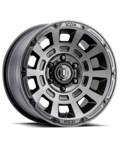 ICON Thrust 17x8.5 6x5.5 0mm Offset 4.75in BS 106.1mm Bore Smoked Satin Black Wheel - 2817858347SSBT