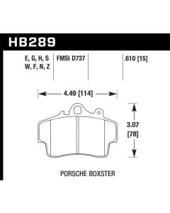 Hawk 97-08 Porsche Boxster / 07-08 Cayman Blue 9012 Race Front Brake Pads - HB289E.610