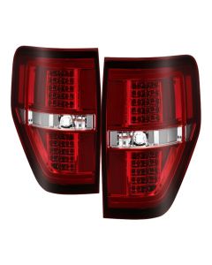 xTune 09-14 Ford F-150 Light Bar LED Tail Lights - Red Clear (ALT-JH-FF15009-LBLED-RC) - 9042201