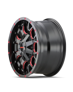 Mayhem 8015 Warrior 20x9 / 6x135 BP / 0mm Offset / 106mm Hub Black w/ Prism Red Wheel - 8015-2937BTR