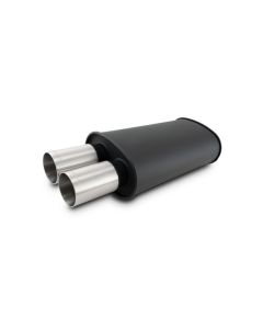 Vibrant Streetpower Flat Blk Muffler 9x5x15in Body 2.5in Inlet ID 3in Tip OD w/Dual Straight Tips - 12320