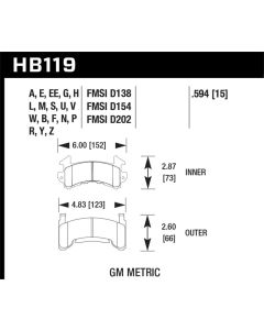 Hawk Buick / Cadillac / Chevrolet / GMC / Isuzu / Oldsmobile / Pontiac DTC-30 Race Brake Pads - HB119W.594