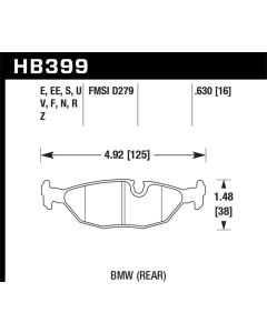 Hawk 84-4/91 BMW 325 (E30) HT-10 Rear Race Pads (NOT FOR STREET USE) - HB399S.630