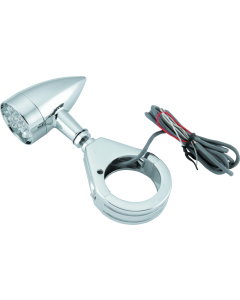 Bikers Choice Chrome Mini LED Turn Signals W/ 41 MM Clamp Universal Custom Pr - 482422