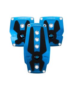 NRG Brushed Aluminum Sport Pedal M/T - Blue w/Black Rubber Inserts - PDL-200BL