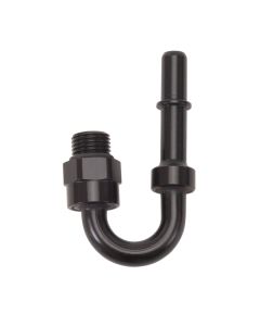 Russell Performance Adapter Fitting 3/8in SAE Quick Disc Male to #6 SAE Port Male Swivel 180Deg Blk - 644013