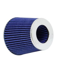 K&N Universal Air Filter Chrome Round Tapered Blue - 4in Flange ID x 1.125in Flange Length x 5.5in H - RG-1001BL