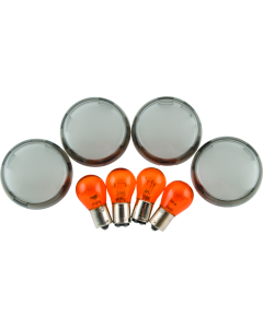 Bikers Choice 00-10 FXST FXD Smoked Turn Signal Lens & Amber Bulb Kit Replaces H-D 69304-02 - 482543