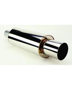 HKS Universal SS Hi-Power Muffler (120mm tip / 75mm piping) (SUS304 NO COATING) - 3106-EX007