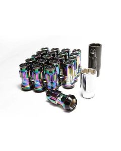 Project Kics R40 iCONIX M12x1.50 Neo Chrome Lock & Lug Nuts Set with Black Plastic Cap- KICS-WRIF11NK