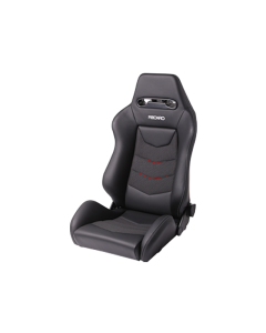 Recaro Speed V w/Sub-Hole Left Seat Leather Black | Red Suede Accent- 7228065.1.3169