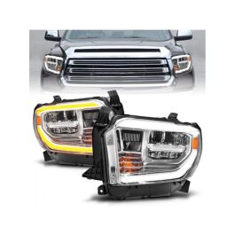 ANZO 2014-2021 Toyota Tundra LED Crystal Headlights w/ Switchback Chrome Housing w/ DRL - 111534