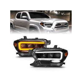 ANZO 16-22 Toyota Tacoma SR/SR5 ONLY Full LED Proj Headlights w/Light Bar Seq. Blk w/Initiation Lgt - 111562