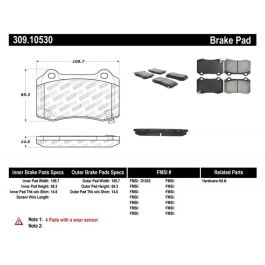 StopTech Performance 10+ Camaro Rear Brake Pads - 309.10530