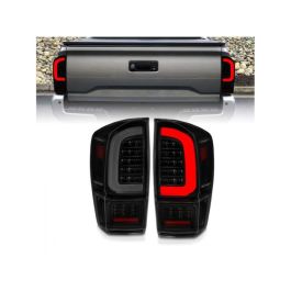 ANZO 16-21 Toyota Tacoma LED Tail Lights - w/ Light Bar Sequential Black Housing & Smoke Lens - 311401