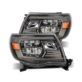 AlphaRex 05-11 Toyota Tacoma LUXX Crystal Headlights Plank Style Alpha Black w/Activation Light/DRL - 880733
