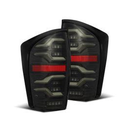 AlphaRex 16-21 Toyota Tacoma LUXX LED Taillights Alpha Blk w/Activ Light/Seq Signal - 680080
