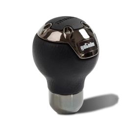 Momo Gotham Shift Knob - Black Leather, Dark Chrome Insert - GOTBK1