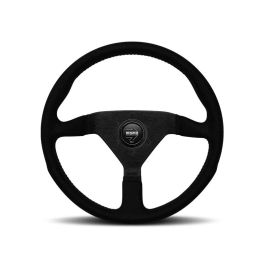 Momo Montecarlo Alcantara Steering Wheel 320 mm - Black/Black Stitch/Black Spokes - MCL32AL1B