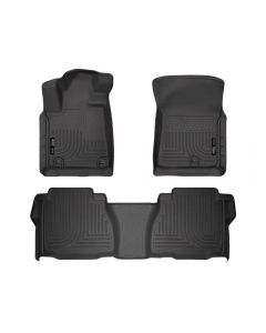 Husky Floor Liners Front & 2nd Row 14-15 Toyota Tundra CrewMax (Footwell Coverage) WeatherBeater-Black- HUSK-99581