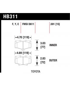 Hawk Performance Disc Brake Pad Toyota Front- HB311Y.591