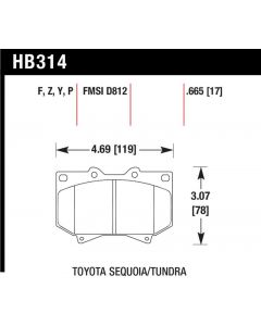 Hawk Performance Disc Brake Pad Toyota Front- HB314Y.665