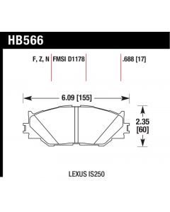 Hawk Performance Disc Brake Pad Lexus IS250 Front- HB566Z.688