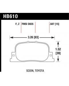 Hawk Performance Disc Brake Pad Rear- HB610F.587