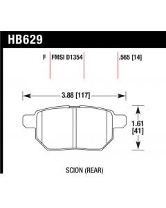Hawk Performance Disc Brake Pad Rear- HB629F.565