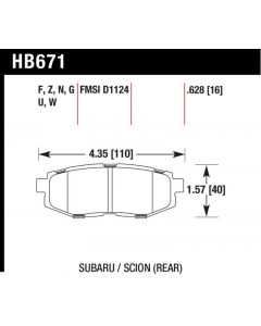 Hawk Performance Disc Brake Pad Rear- HB671B.628