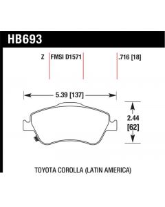 Hawk Performance Disc Brake Pad Toyota Corolla Front 2007-2011- HB693Z.716