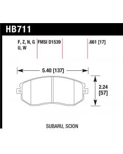 Hawk Performance Disc Brake Pad Front- HB711G.661
