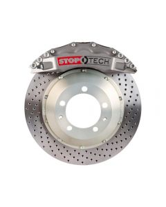 StopTech Trophy Big Brake Kit Silver Caliper Slotted One-Piece Rotor Rear Front- 82.874.6D00.R2