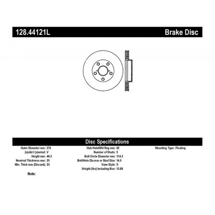 StopTech 128.44121L Cross Drilled Rotor StopTech 128.44121L Cross Drilled Rotor